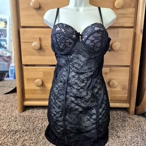 NWOT Frederick's of Hollywood Black Lace Chemise XL